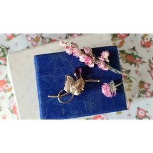 12K GF Floral Rhinestone Brooch